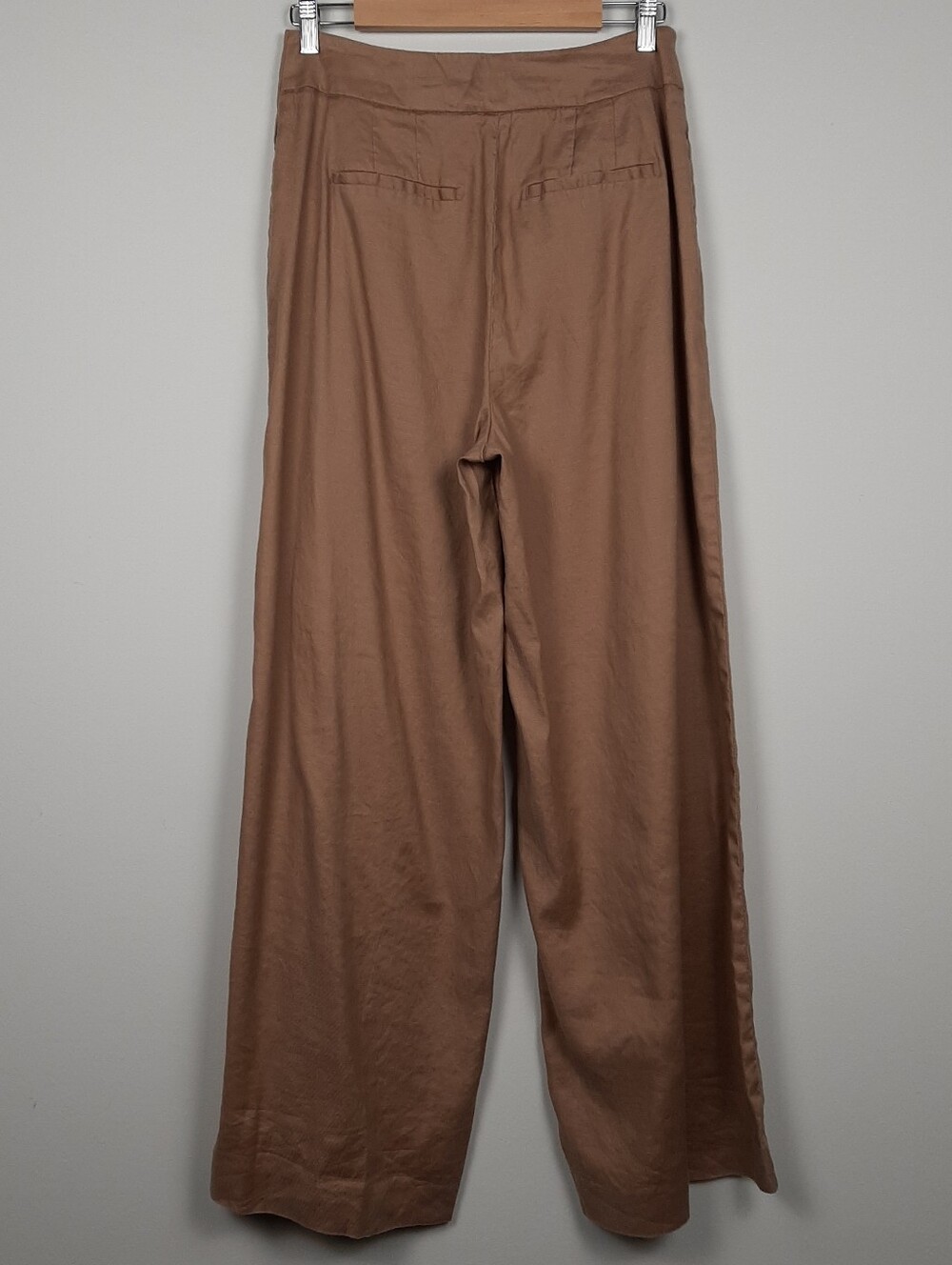 WHBM Linen Blend The Wide Leg Pants Brown Size 6 - Picture 6 of 12